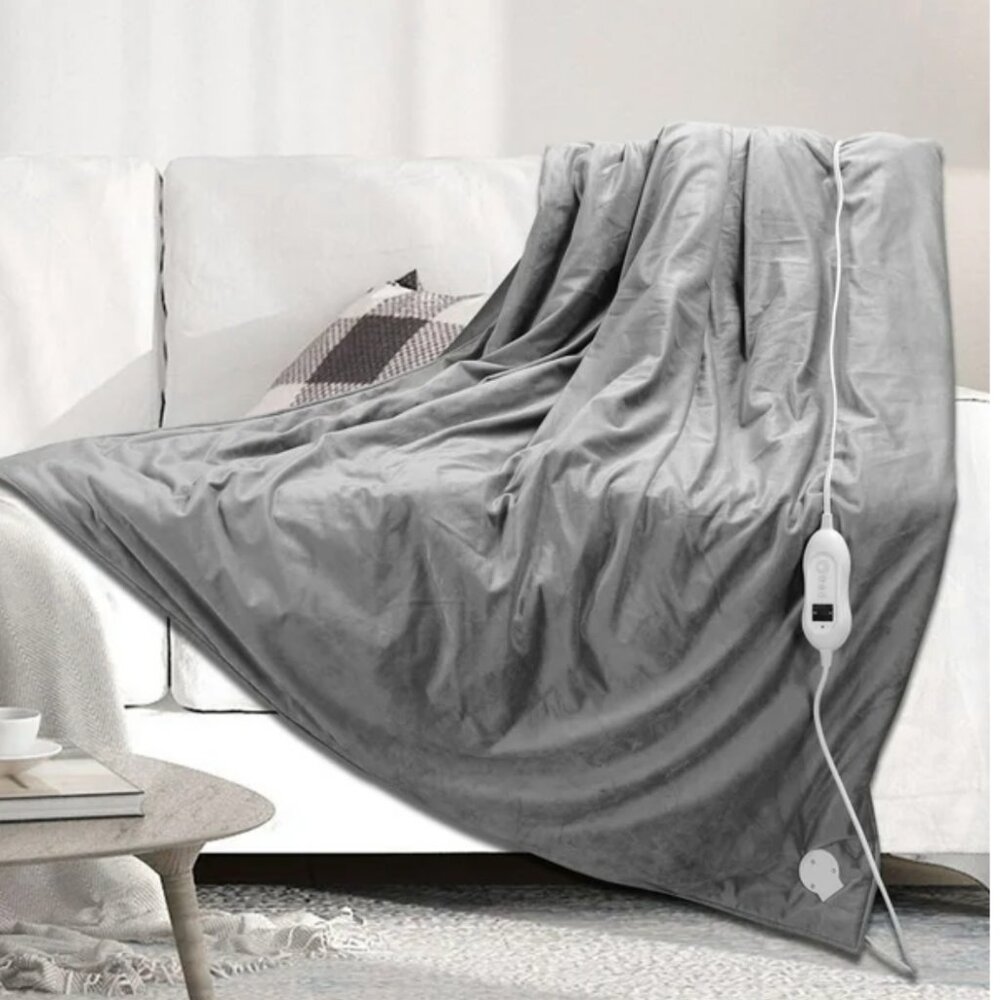 60"x 50" Electric Heated Throw Blanket With 9 Heating Levels & 3h/10h Auto Off